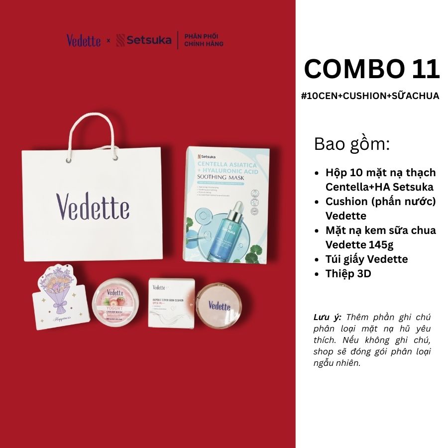 Quà tặng 20/10 COMBO QUÀ TẶNG 300K chăm sóc da mặt và trang điểm từ đa dạng thương hiệu Setsuka-Vedette-Vegtree