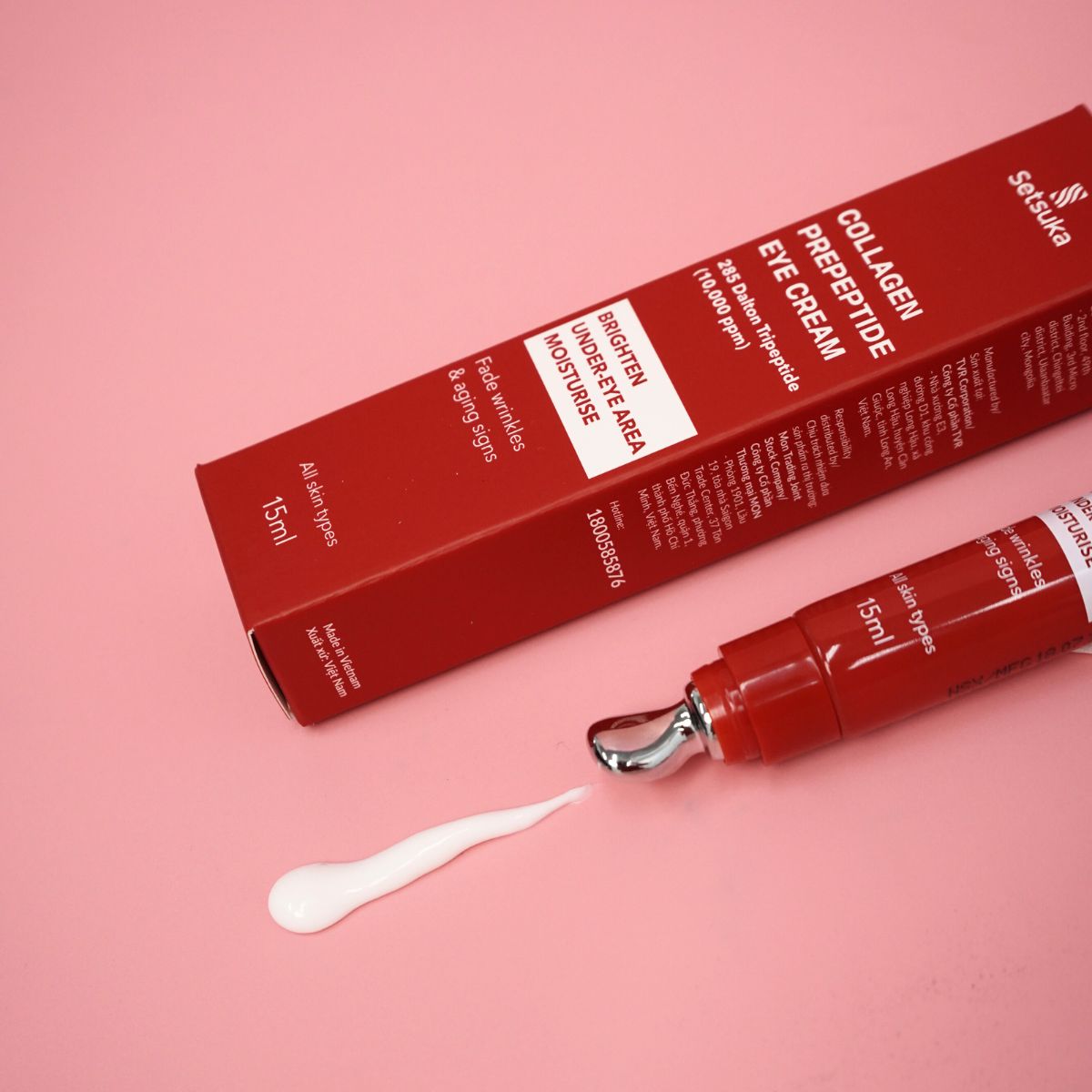 Kem Mắt Collagen Prepeptide SETSUKA EYE CREAM 15ml Làm mờ nếp nhăn, các dấu hiệu lão hóa da & làm sáng vùng da quanh mắt