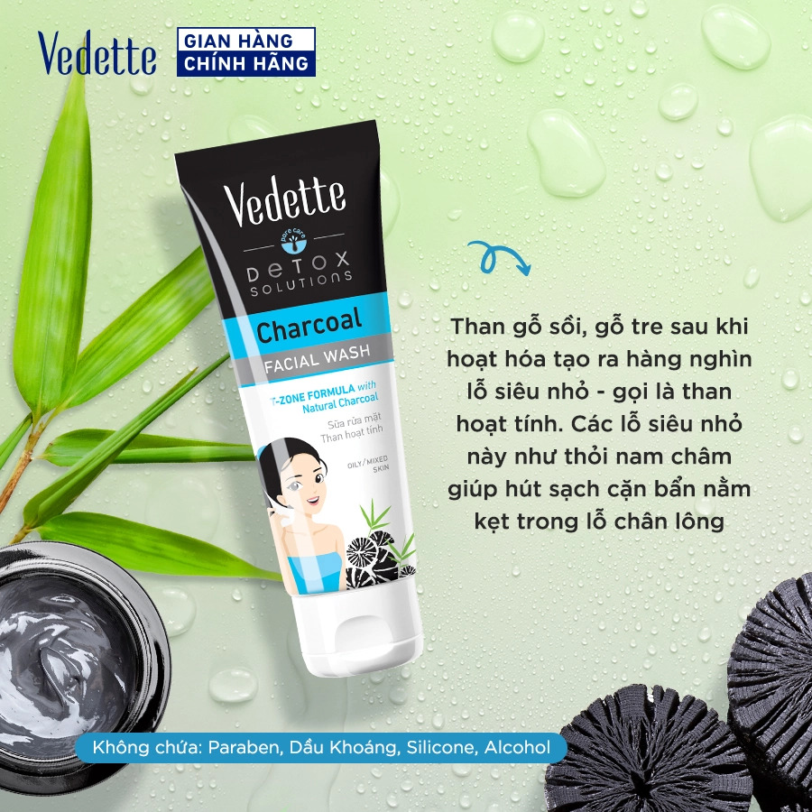 Bộ sản phẩm than hoạt tính thanh lọc da Vedette