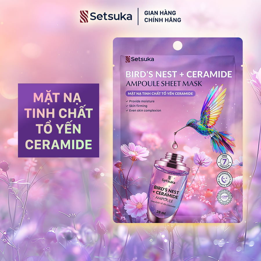 Setsuka Mặt nạ tinh chất Tổ Yến Ceramide giúp dưỡng ẩm, đều màu, săn chắc da, se khít lỗ chân lông 28ml/miếng
