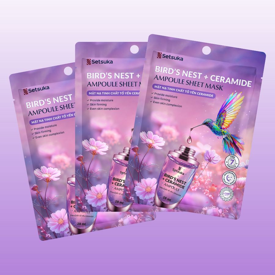 Setsuka Mặt nạ tinh chất Tổ Yến Ceramide giúp dưỡng ẩm, đều màu, săn chắc da, se khít lỗ chân lông 28ml/miếng