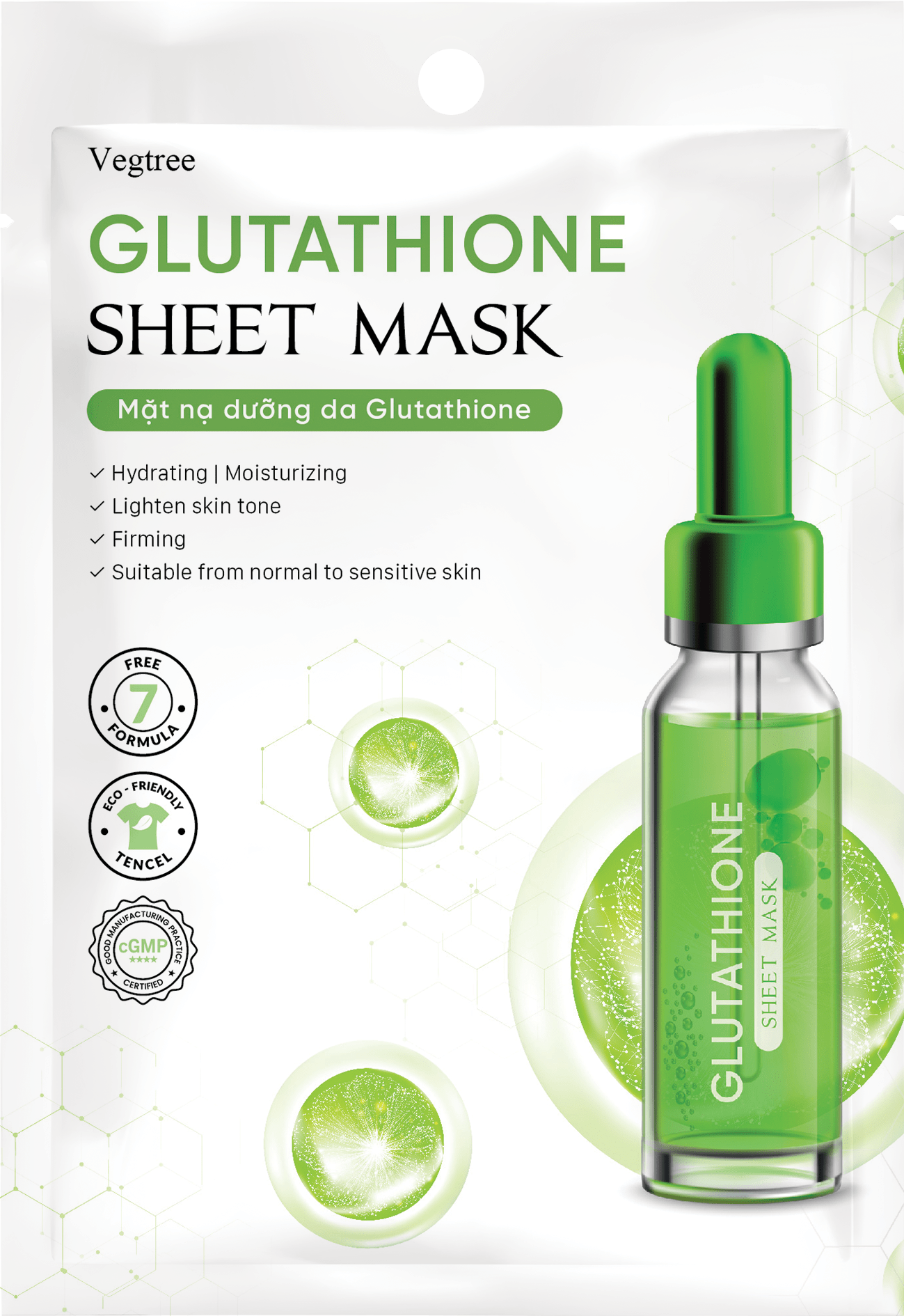 HỘP 10 MIẾNG Mặt nạ Vegtree dưỡng trắng da, đều màu da, cấp ẩm, se khít lỗ chân lông 25ml/miếng