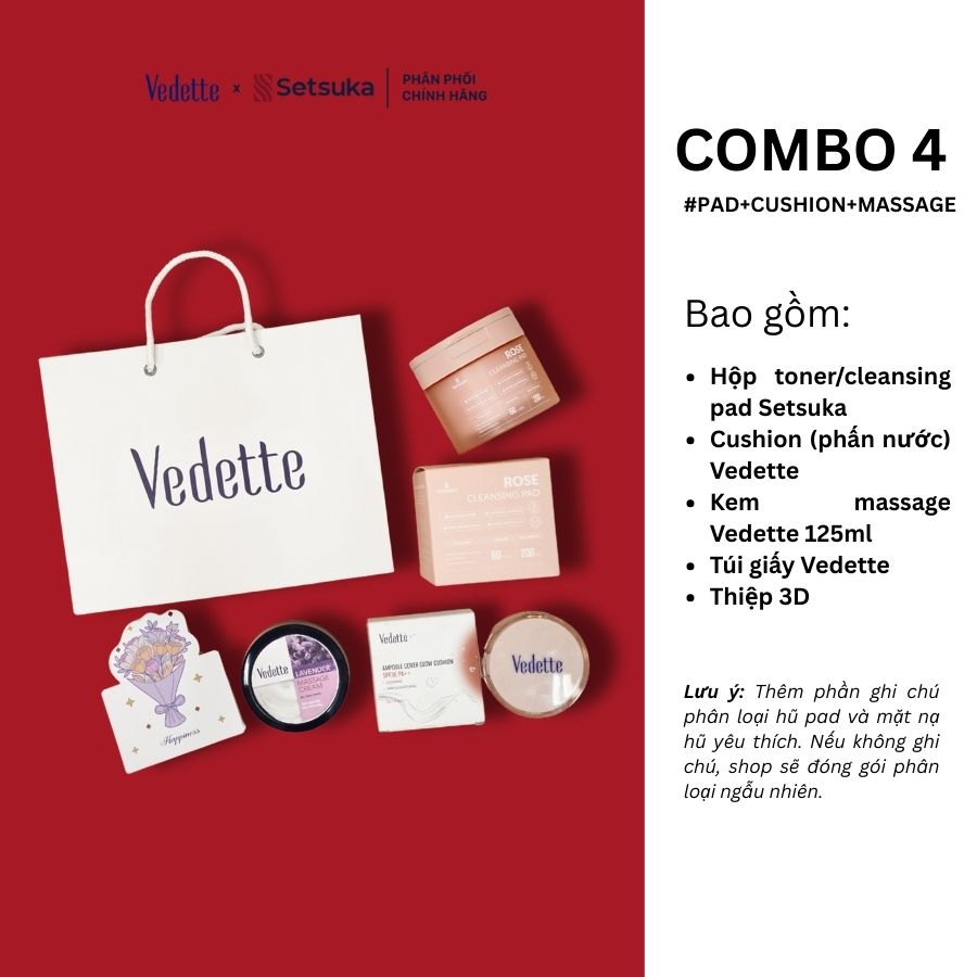 Quà tặng 20/10 COMBO QUÀ TẶNG 300K chăm sóc da mặt và trang điểm từ đa dạng thương hiệu Setsuka-Vedette-Vegtree