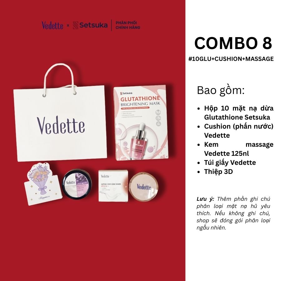 Quà tặng 20/10 COMBO QUÀ TẶNG 300K chăm sóc da mặt và trang điểm từ đa dạng thương hiệu Setsuka-Vedette-Vegtree