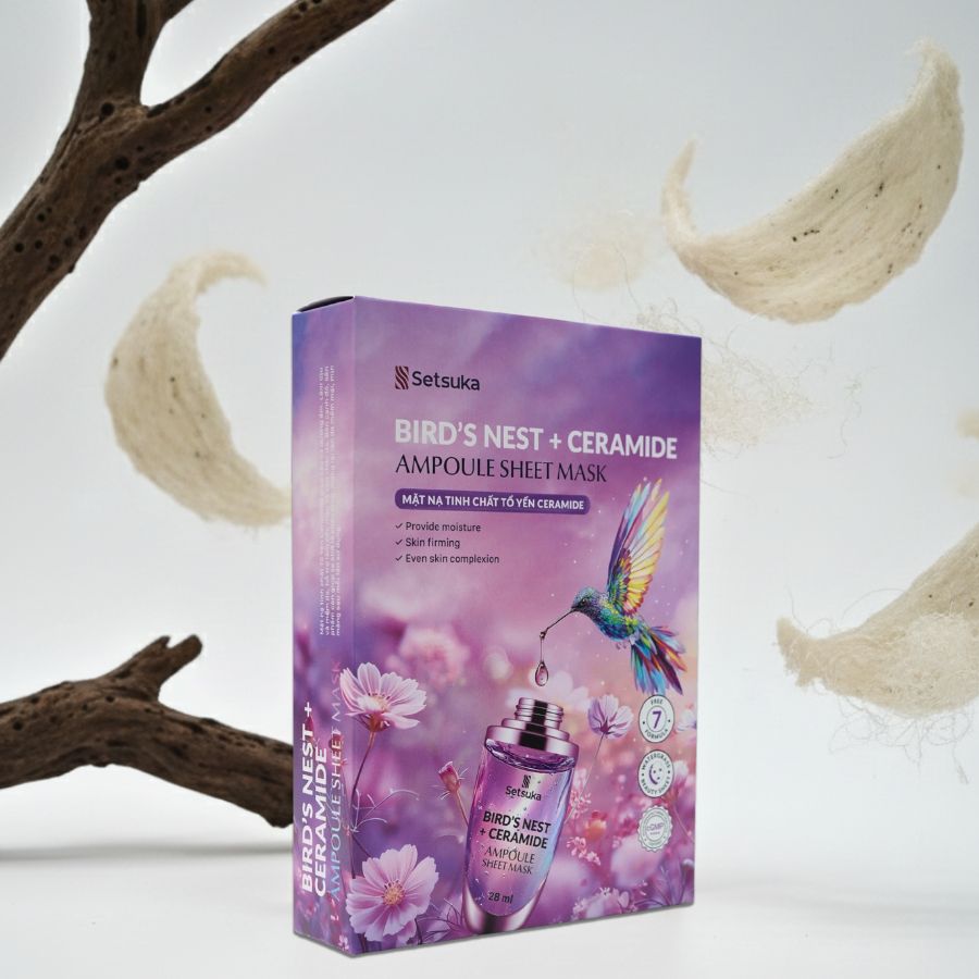 Setsuka Mặt nạ tinh chất Tổ Yến Ceramide giúp dưỡng ẩm, đều màu, săn chắc da, se khít lỗ chân lông 28ml/miếng