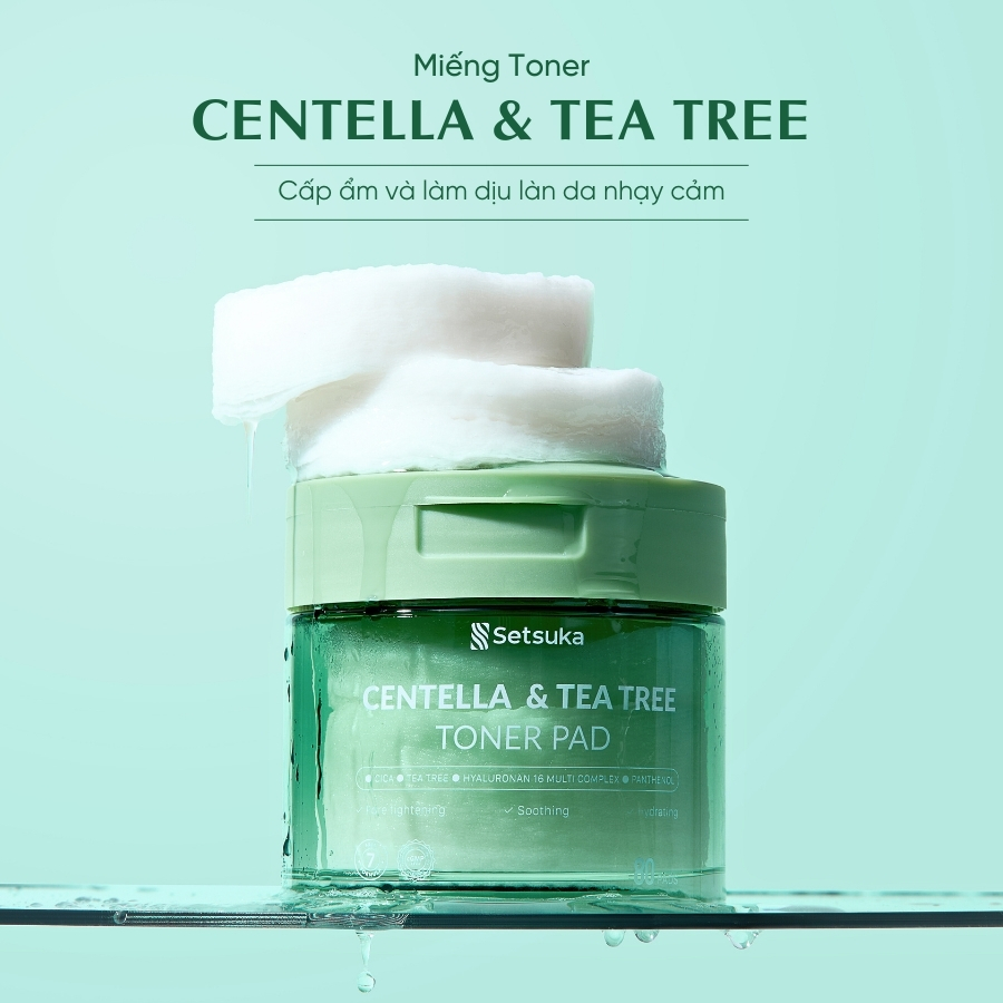 Bộ đôi Làm Sạch & Cấp Ẩm Setsuka MẶT NẠ ĐẤT SÉT + TONER PAD Rau má & Tràm trà kiểm soát dầu, ngừa mụn, cấp ẩm