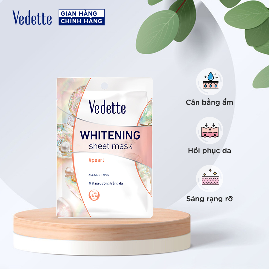 Combo 10 Mặt nạ giấy trắng da Vedette Ngọc trai 22ml