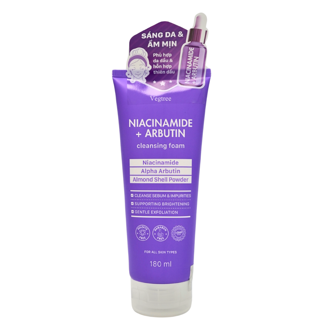 VEGTREE Sữa Rửa Mặt Làm Sạch Sâu, Hỗ Trợ Dưỡng Da Chuyên Biệt phù hợp da dầu & hỗn hợp thiên dầu 180ml