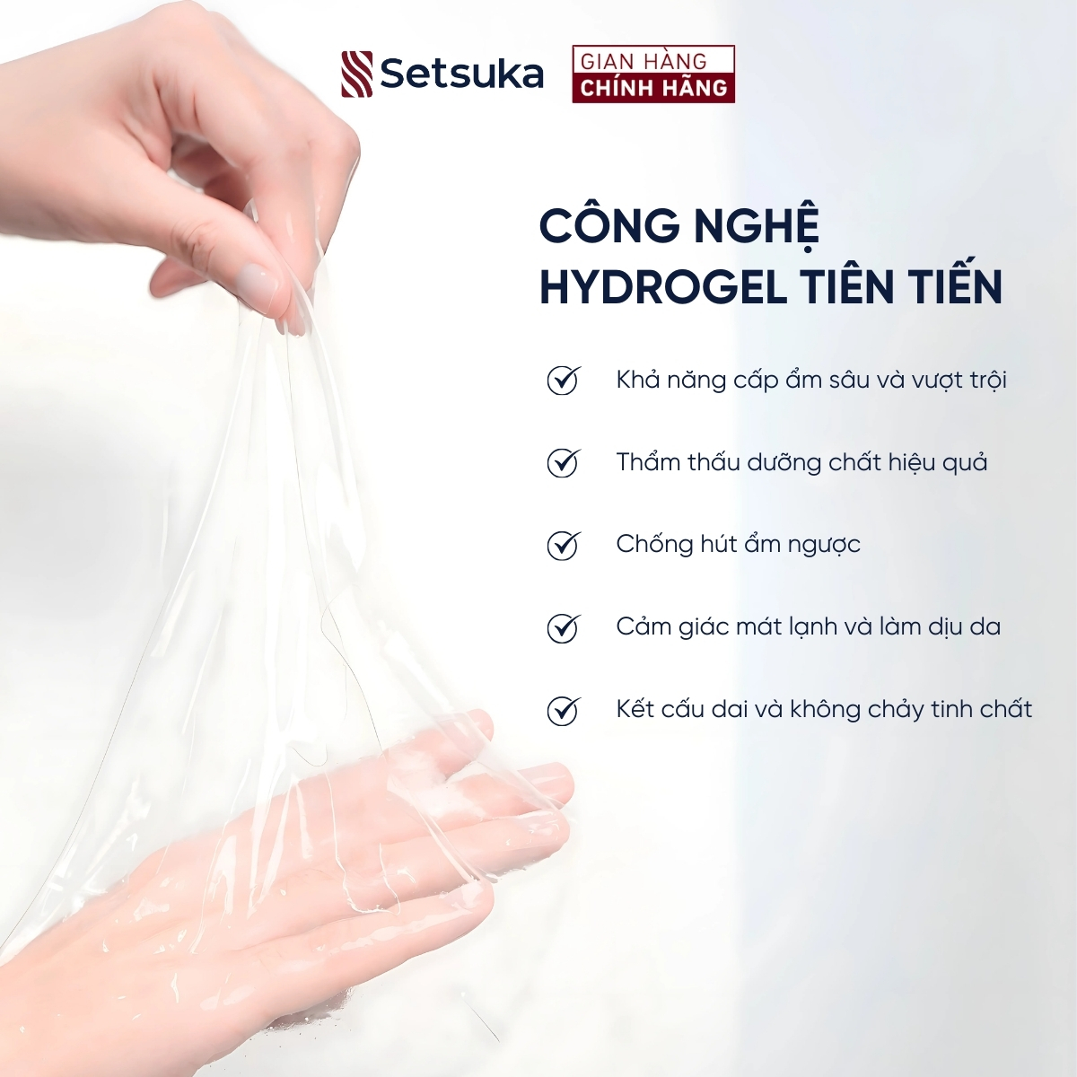 Mặt nạ thạch Hydrogel Tinh chất rau má & HA - Setsuka mask cấp ẩm, làm dịu & se khít lỗ chân lông 28ml/miếng