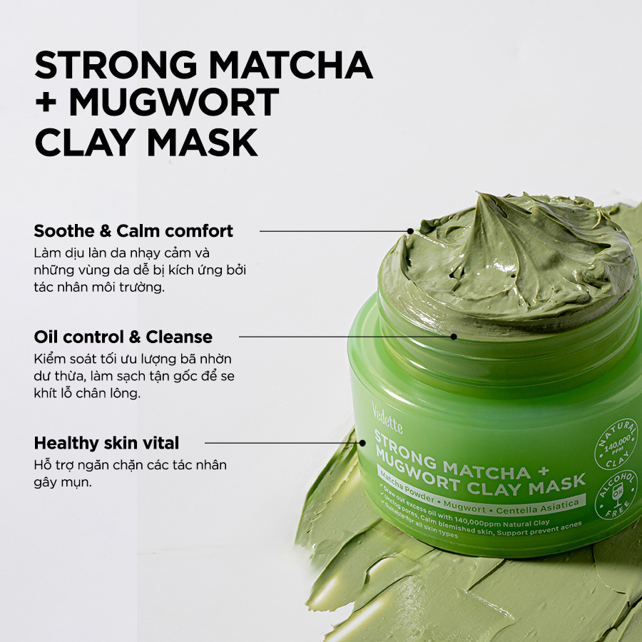 Mặt Nạ Đất Sét Vedette Clay Mask 100ml – Sạch Sâu, Kiềm Dầu, Ngừa Mụn, Dưỡng Sáng & Giúp Làm Mờ Các Dấu Hiệu Lão Hóa Da