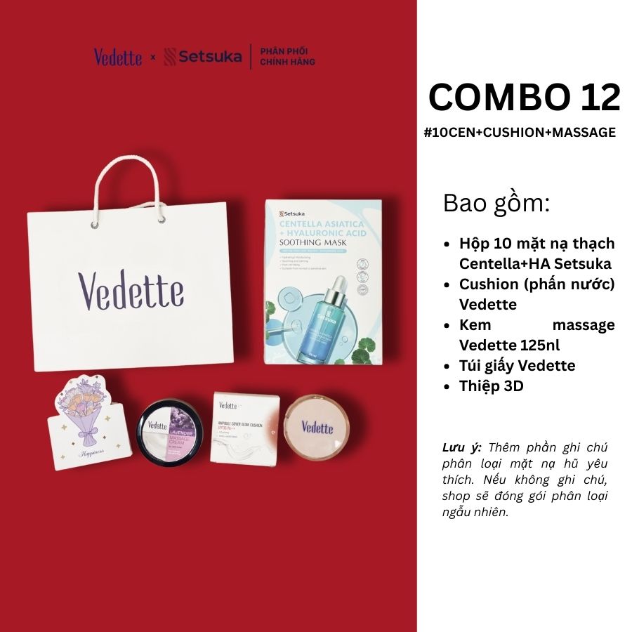 Quà tặng 20/10 COMBO QUÀ TẶNG 300K chăm sóc da mặt và trang điểm từ đa dạng thương hiệu Setsuka-Vedette-Vegtree