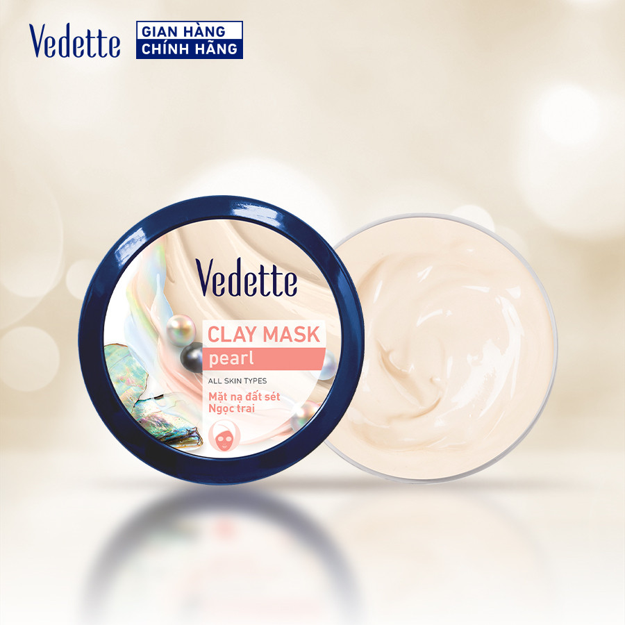 COMBO 1 Hộp 10 Mặt nạ dưỡng trắng da Vedette 22ml + 1 Mặt nạ Đất Sét 145g cho da sạch sâu, sáng mịn, đều màu.
