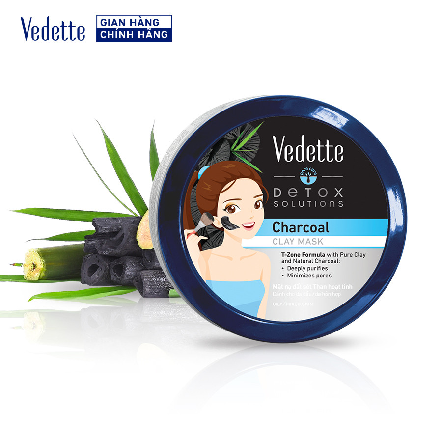 COMBO 1 Hộp 10 Mặt nạ dưỡng trắng da Vedette 22ml + 1 Mặt nạ Đất Sét 145g cho da sạch sâu, sáng mịn, đều màu.