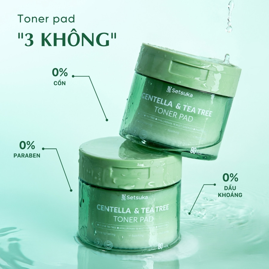 Miếng Toner Centella & Tea Tree 180ml/ 80 miếng - Cấp ẩm và làm dịu làn da