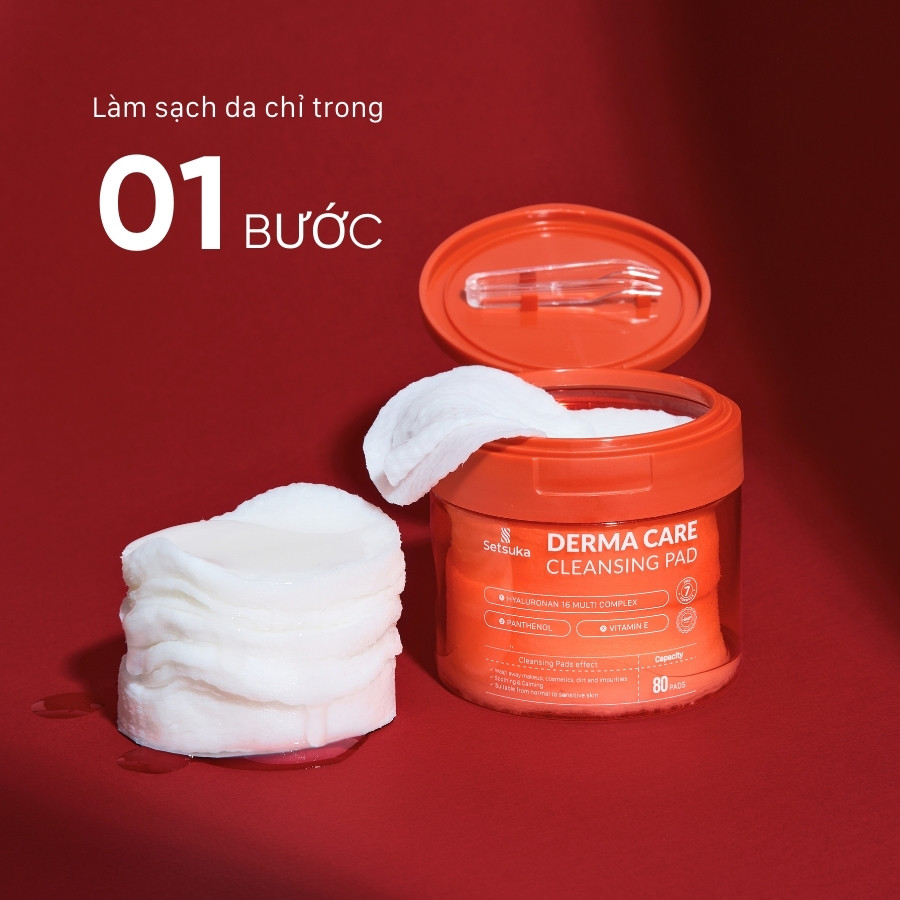 Miếng tẩy trang Derma Care Loại bỏ lớp trang điểm chỉ trong một miếng bông 180ml/ 80 miếng