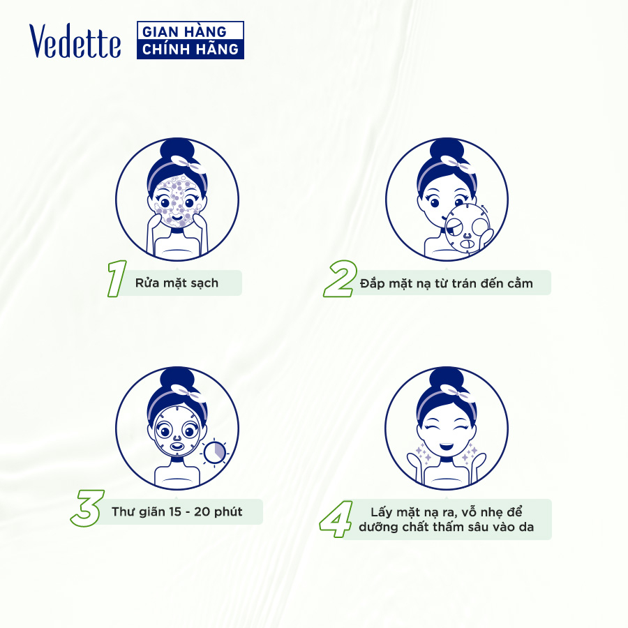 Combo 10 Mặt nạ giấy trắng da Vedette Nha Đam 22ml