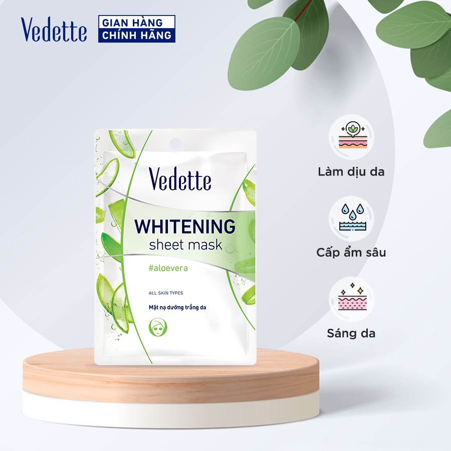 Combo 10 Mặt nạ giấy trắng da Vedette Nha Đam 22ml