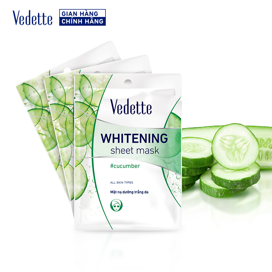 Combo 10 Mặt nạ giấy trắng da Vedette Dưa Leo 22ml