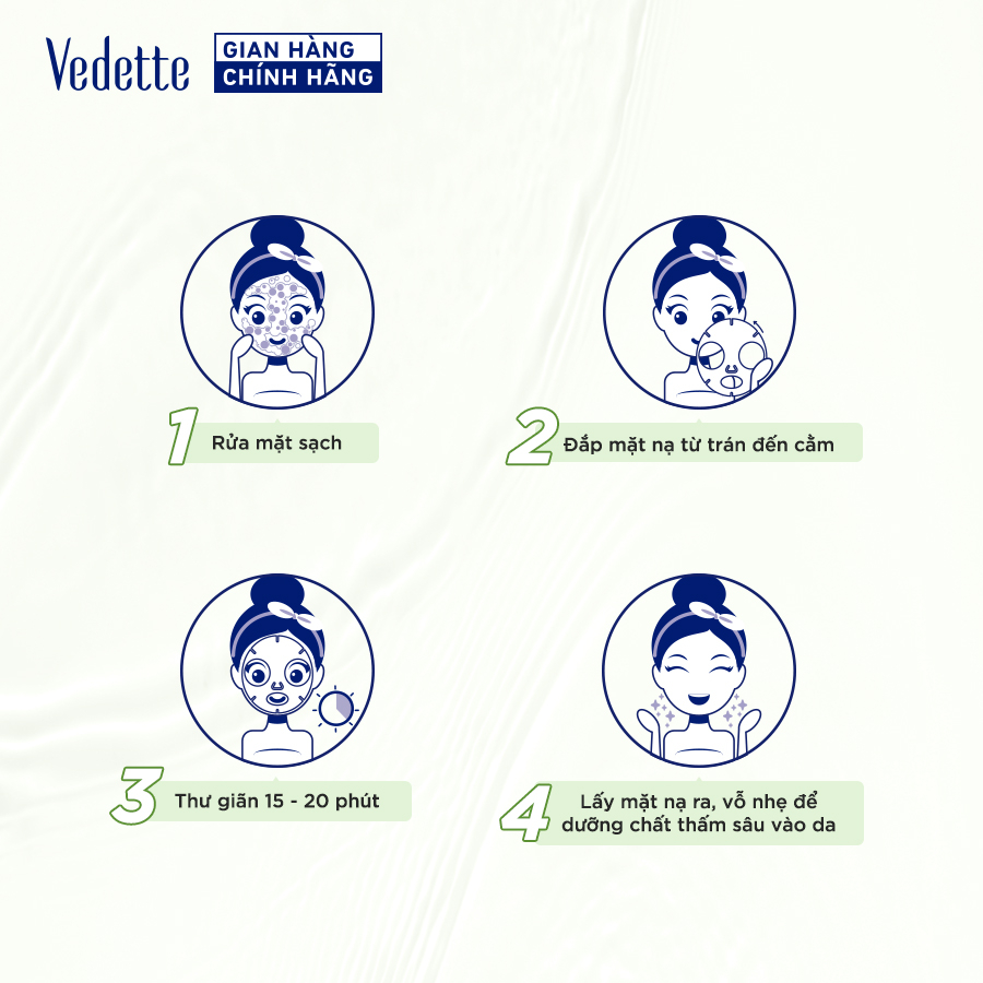 Combo 10 Mặt nạ giấy trắng da Vedette Trà Xanh 22ml