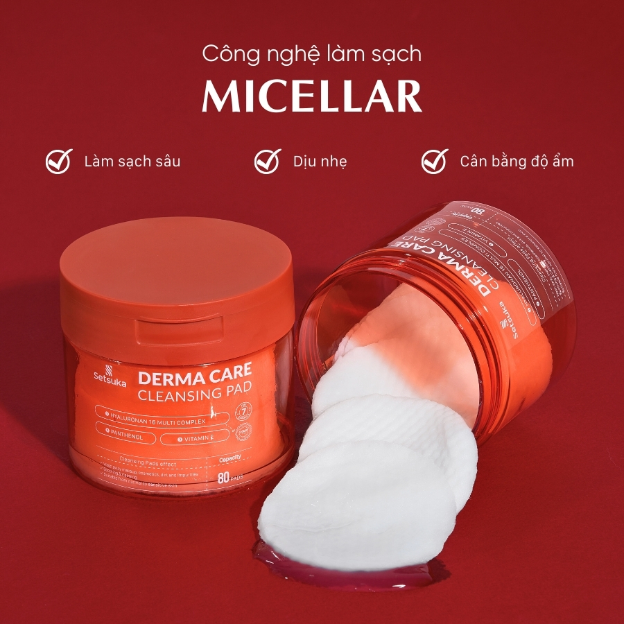 Miếng tẩy trang Derma Care Loại bỏ lớp trang điểm chỉ trong một miếng bông 180ml/ 80 miếng