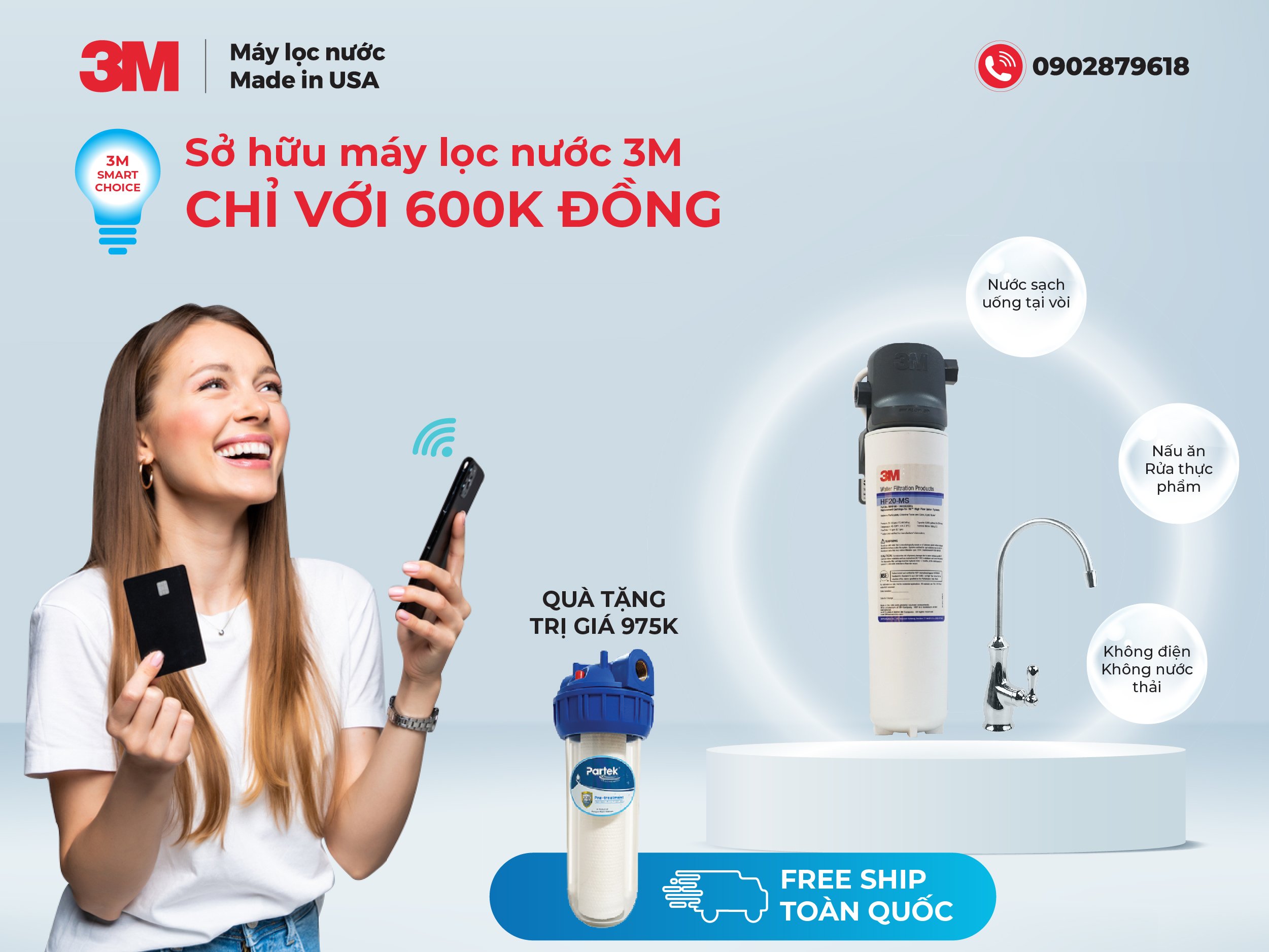 Chỉ với 600K khách hàng đã có thể sở hữu một chiếc máy lọc nước chuẩn Mĩ