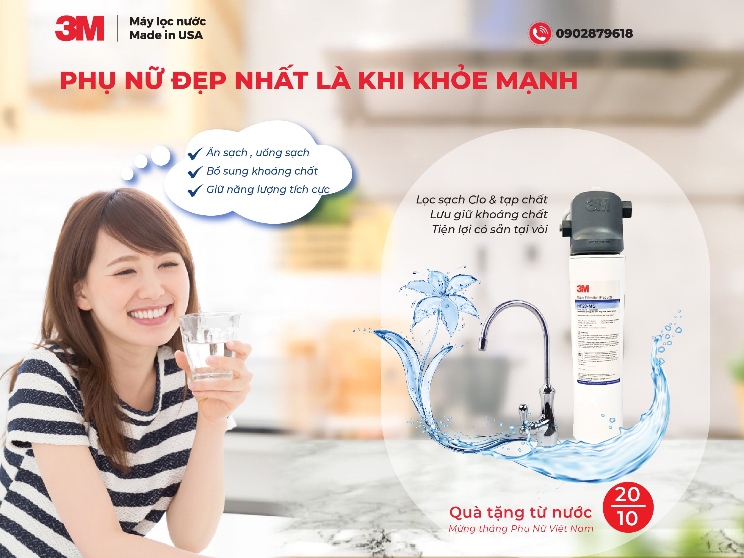 Máy lọc nước uống 3M hỗ trợ chăm sóc sức khỏe và sắc đẹp của phụ nữ