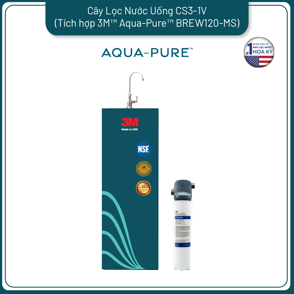 Cây Lọc Nước Uống Trực Tiếp 3M CS3-1V (Tích Hợp Máy Lọc Nước 3M BREW120-MS)