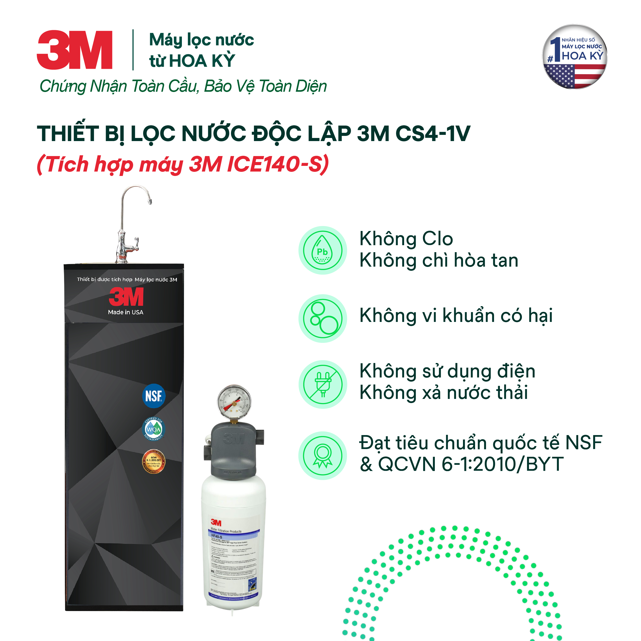 Cây Lọc Nước Uống Trực Tiếp 3M CS4-1V (Tích Hợp Máy Lọc Nước 3M ICE140-S)