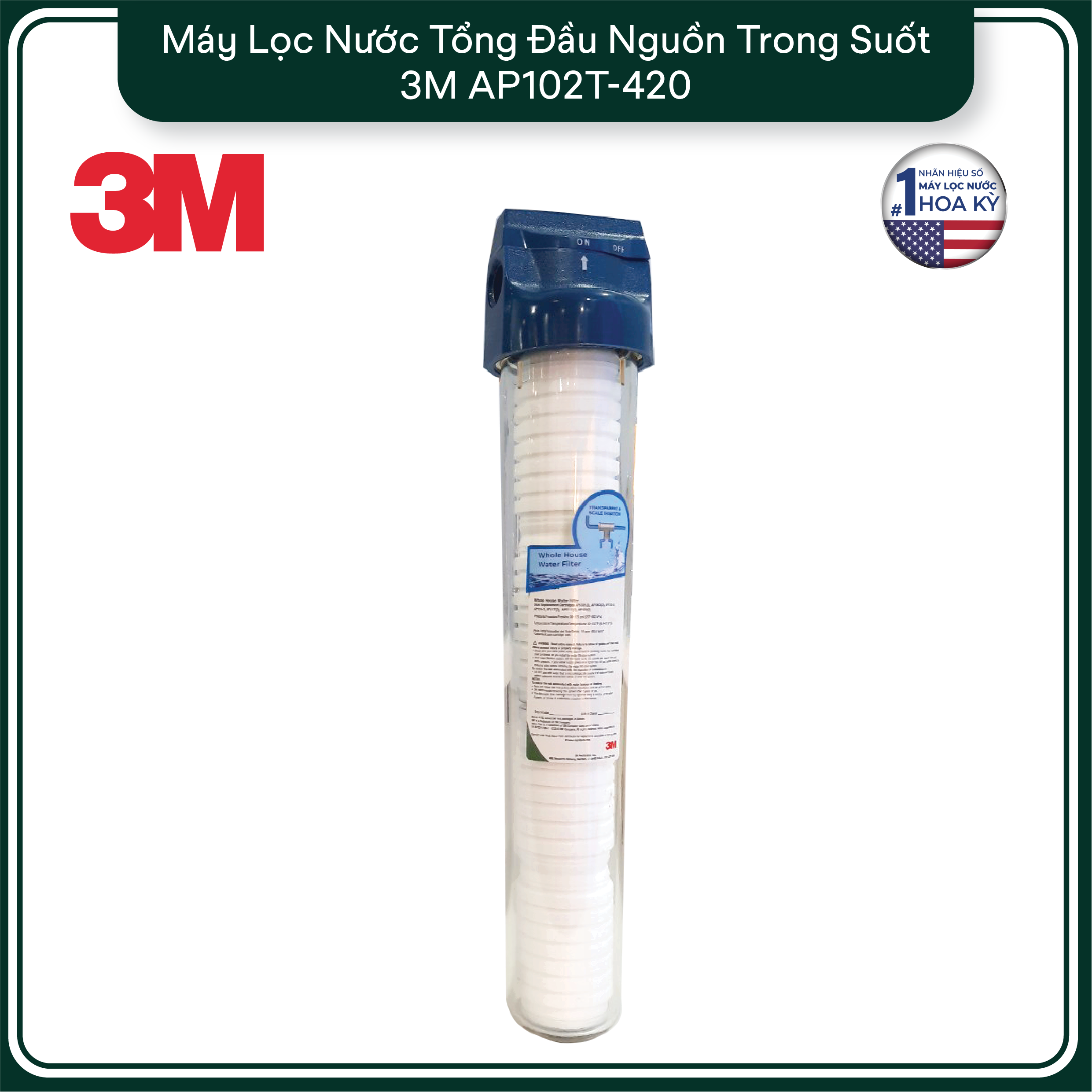 Máy Lọc Nước Tổng Đầu Nguồn Trong Suốt 20" 3M AP102T-420