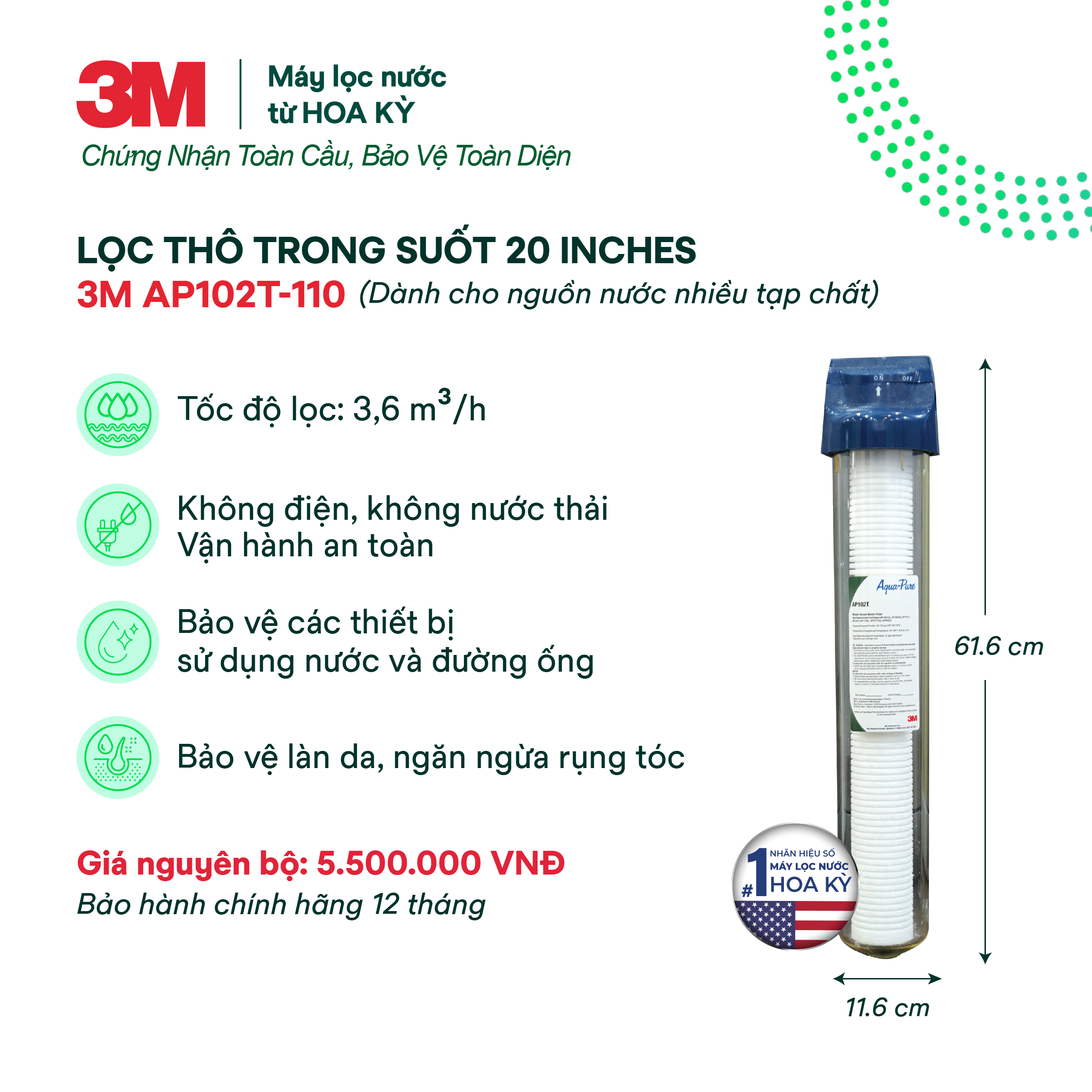 Bộ Lọc Thô Cao Cấp 3M AP102T-110