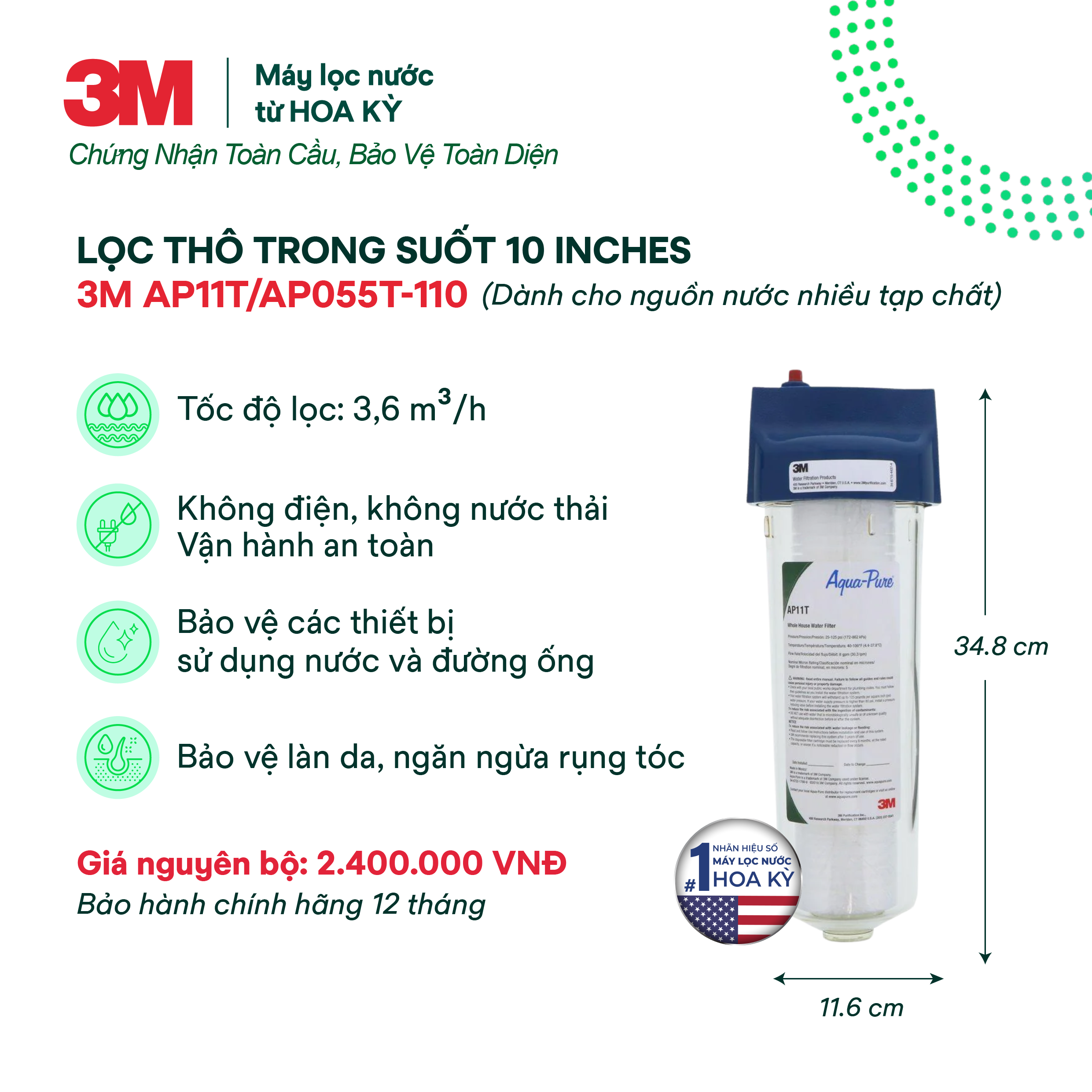 Bộ Lọc Thô Cao Cấp 3M AP11T/AP055T-110