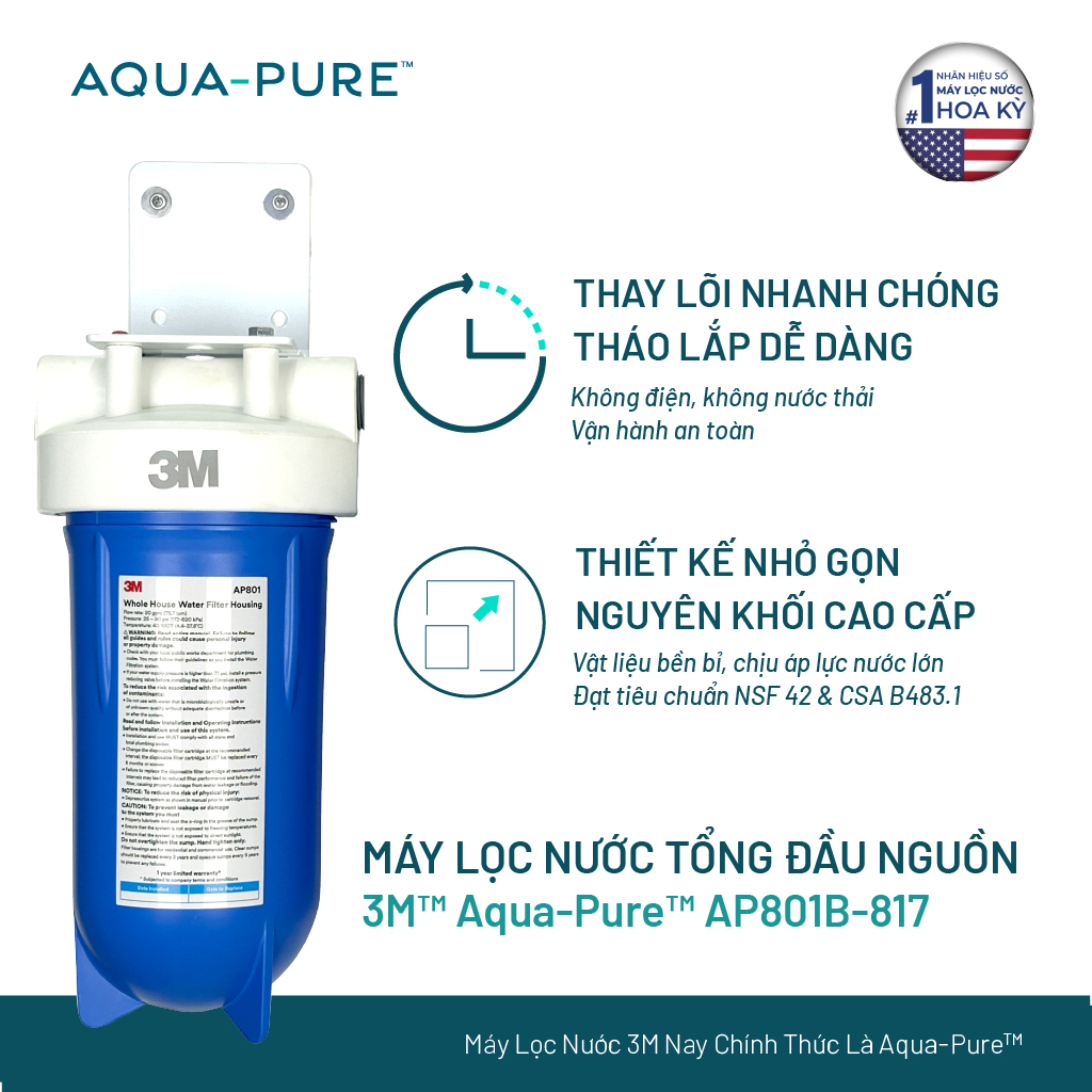 Máy Lọc Nước Tổng Đầu Nguồn Cao Cấp 3M™ Aqua-Pure™ AP801B-817