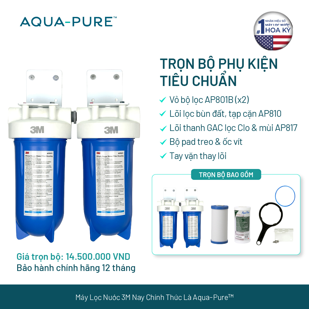 Máy Lọc Nước Tổng Đầu Nguồn Cao Cấp 3M™ Aqua-Pure™ AP801B-817