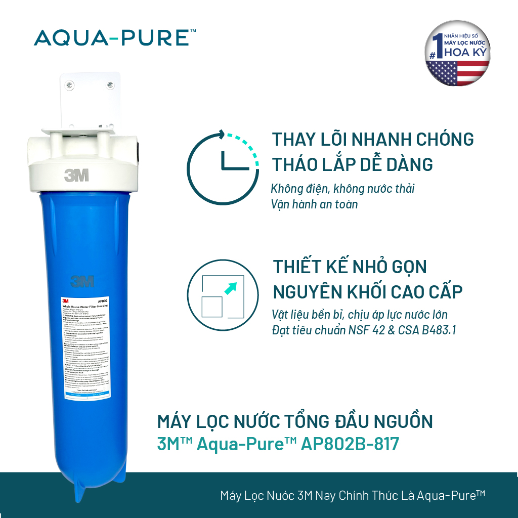 Máy Lọc Nước Tổng Đầu Nguồn Cao Cấp 3M™ Aqua-Pure™ AP802B-817