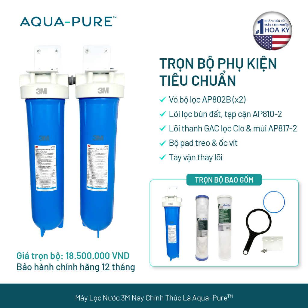 Máy Lọc Nước Tổng Đầu Nguồn Cao Cấp 3M™ Aqua-Pure™ AP802B-817
