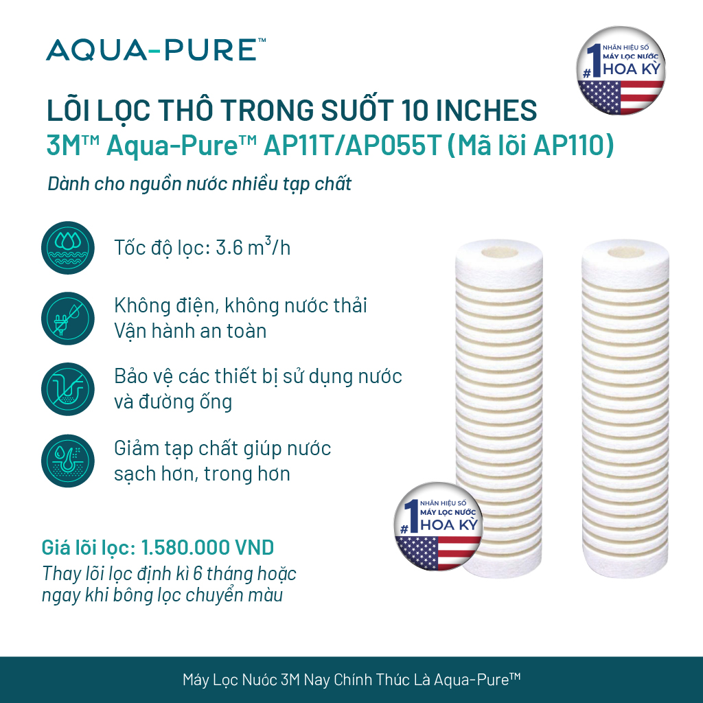 Lõi Thay Cho Bộ Lọc Thô 3M AP102T (MÃ AP110x2)