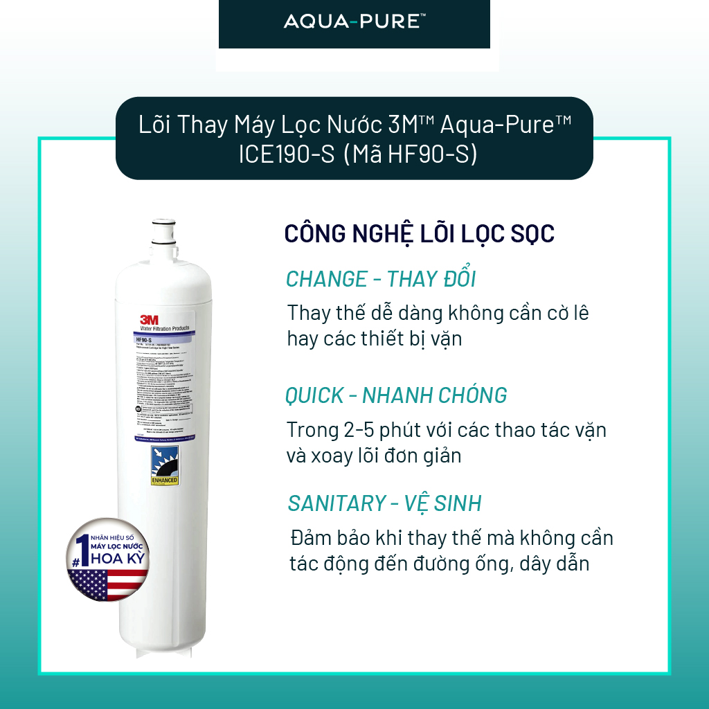Lõi Thay Cho Máy Lọc Nước Công Suất Lớn 3M ICE190-S & DP190 (Mã HF90-S)