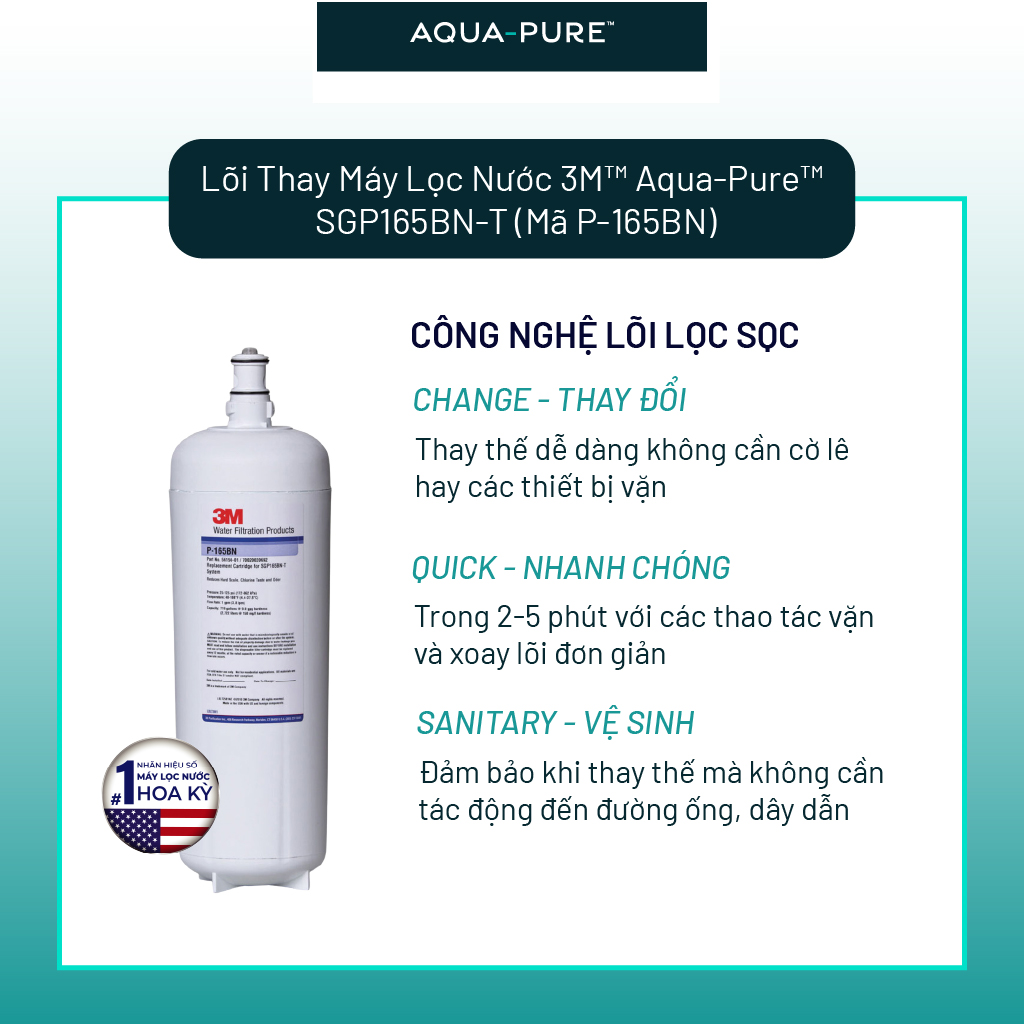 Lõi Lọc Thay Thế Cho Máy Lọc Nước 3M SGP165BN-T (Mã Lõi P-165BN)