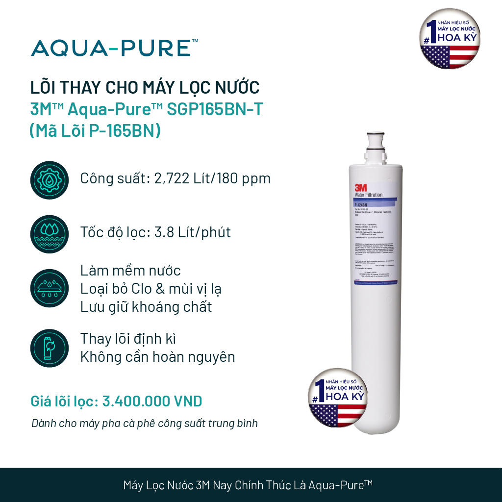 Lõi Lọc Thay Thế Cho Máy Lọc Nước 3M SGP165BN-T (Mã Lõi P-165BN)