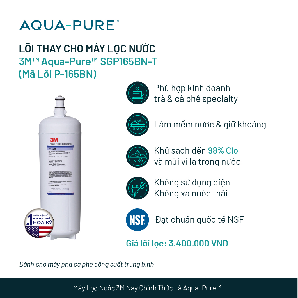 Lõi Lọc Thay Thế Cho Máy Lọc Nước 3M SGP165BN-T (Mã Lõi P-165BN)