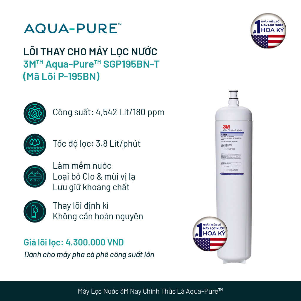 Lõi Lọc Thay Thế Cho Máy Lọc Nước 3M SGP195BN-T (Mã lõi P-195BN)