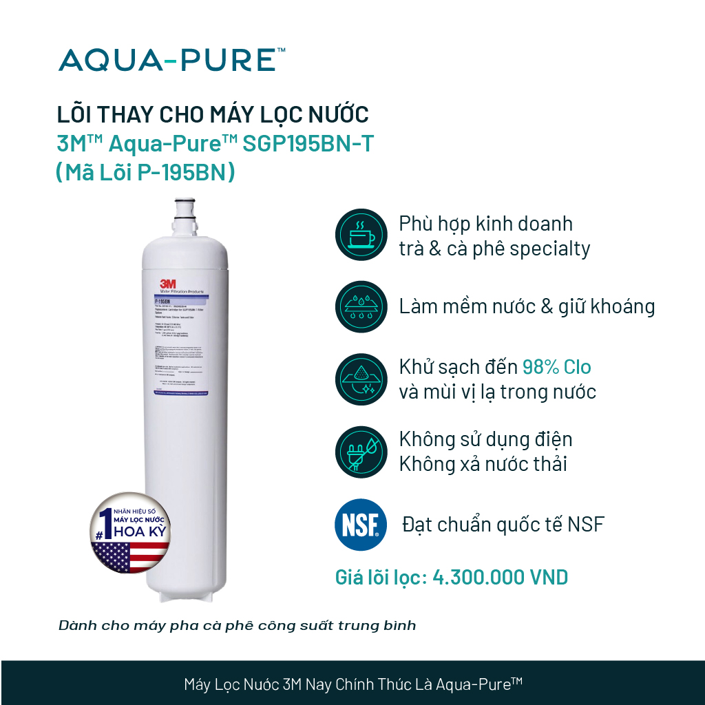 Lõi Lọc Thay Thế Cho Máy Lọc Nước 3M SGP195BN-T (Mã lõi P-195BN)