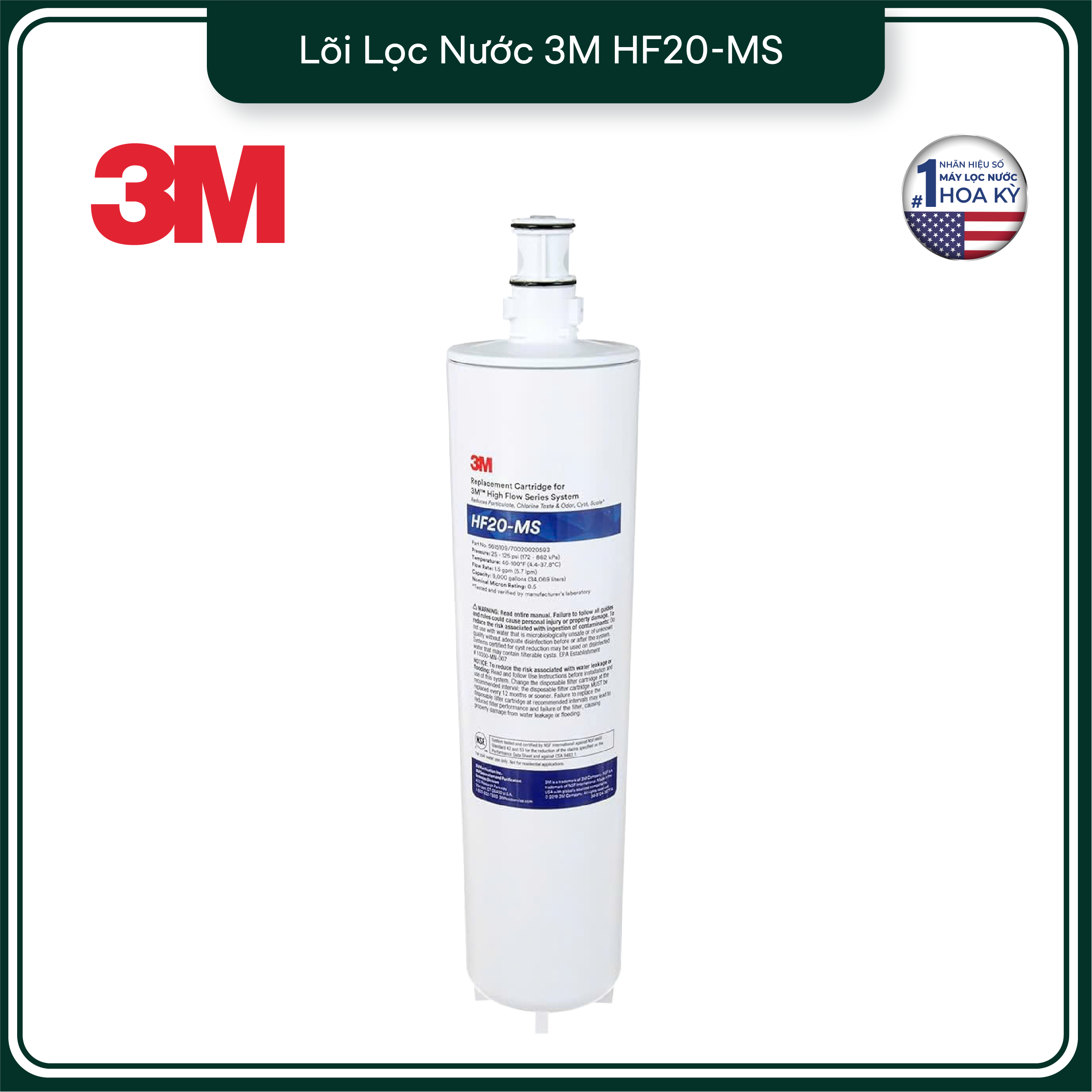 Lõi Thay Cho Máy Lọc Nước 3M BREW120-MS (MÃ HF20-MS)