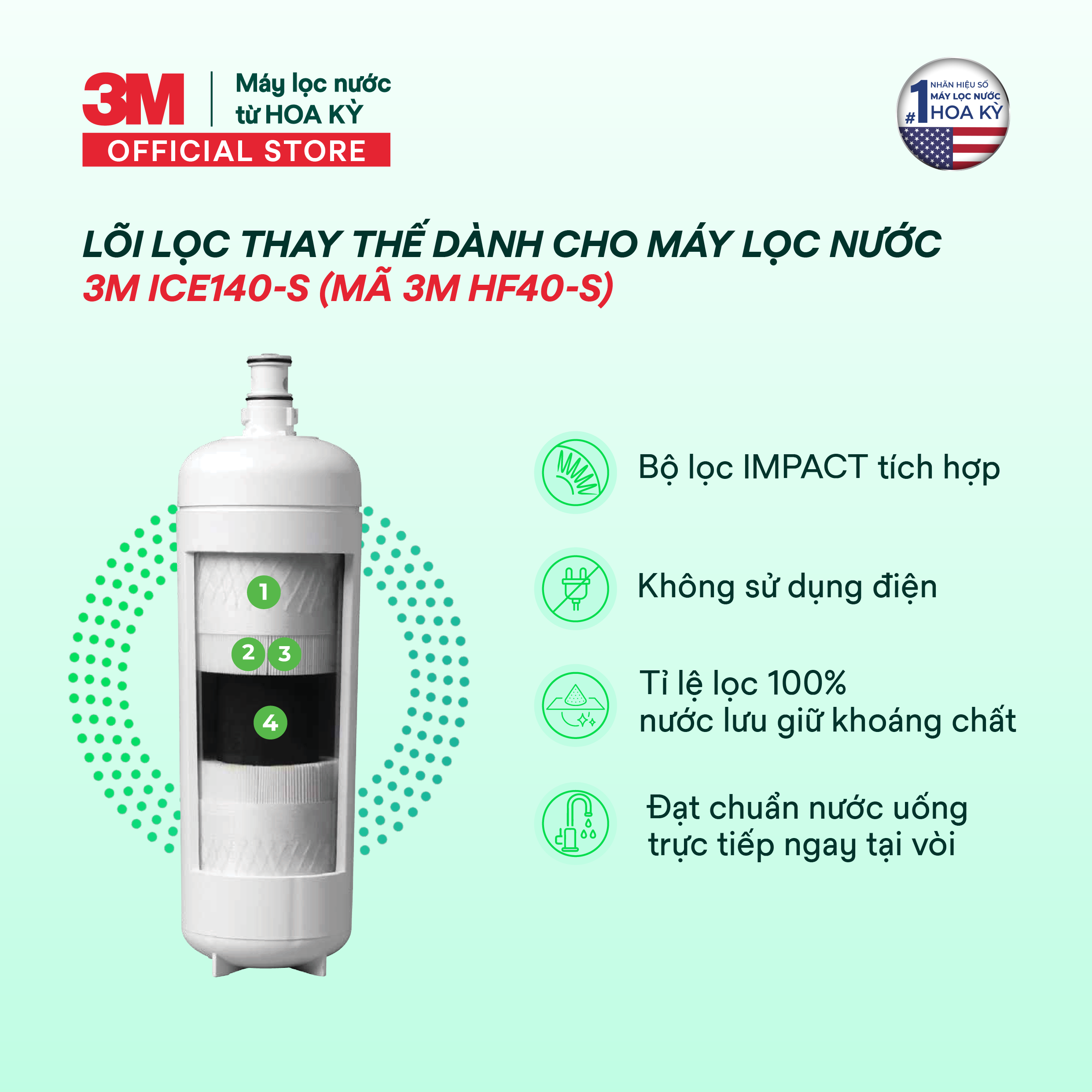 Cây Lọc Nước Uống Trực Tiếp 3M CS4-1V (Tích Hợp Máy Lọc Nước 3M ICE140-S)