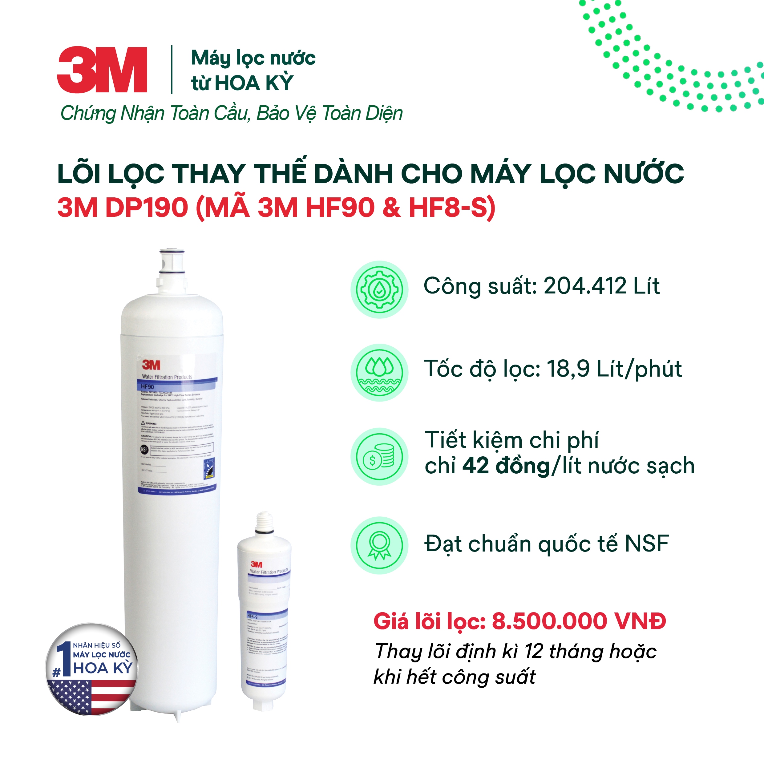 Lõi Thay Cho Máy Lọc Nước Thương Mại 3M DP190 (3M HF90 & HF8-S)