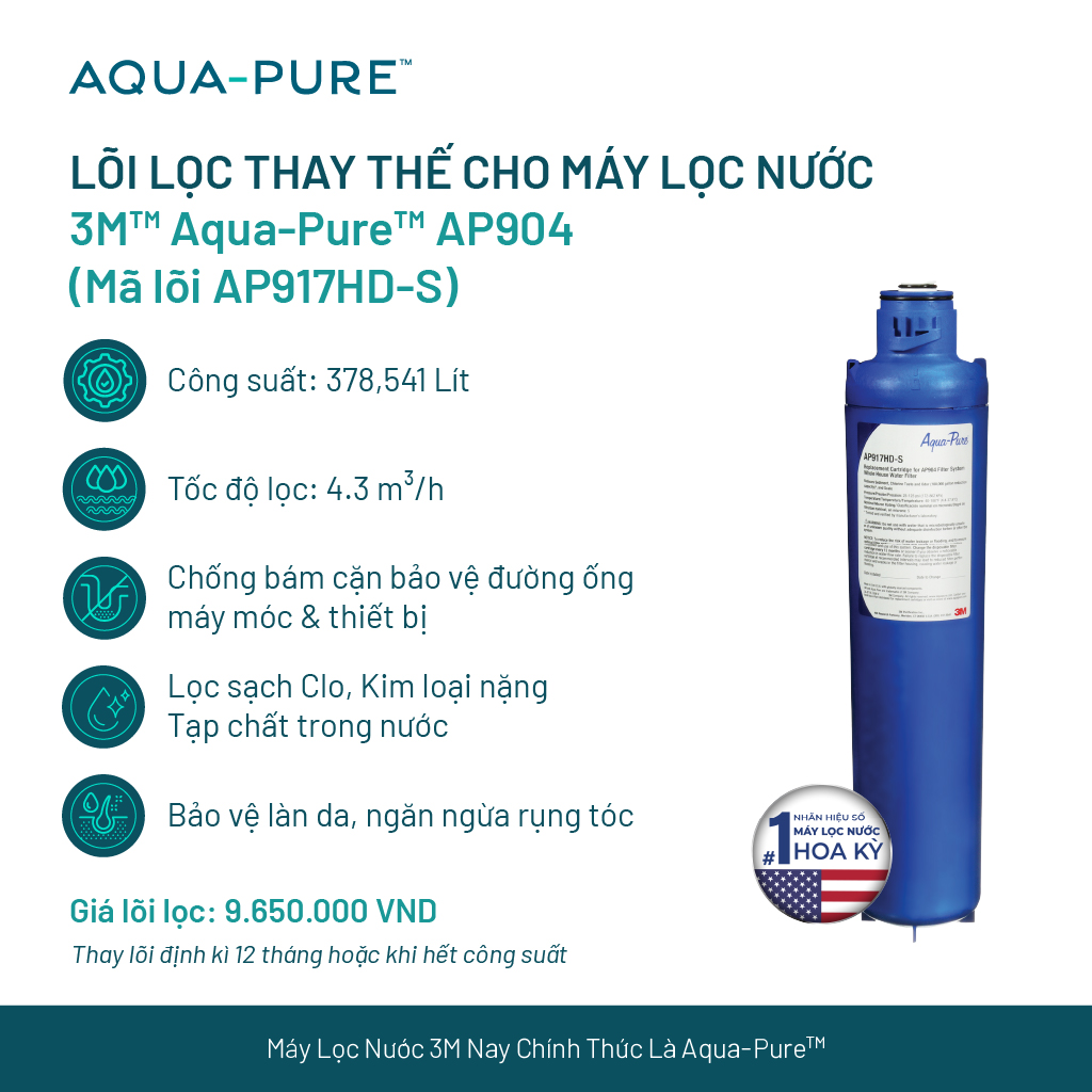 Lõi Thay Thế Cho Máy Lọc Nước Tổng Đầu Nguồn 3M AP904 (Mã AP917HD-S)
