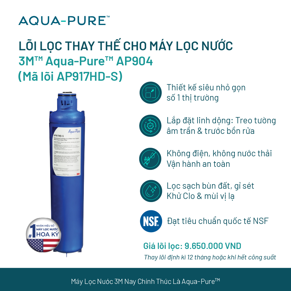 Lõi Thay Thế Cho Máy Lọc Nước Tổng Đầu Nguồn 3M AP904 (Mã AP917HD-S)