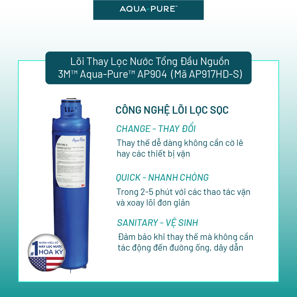 Lõi Thay Thế Cho Máy Lọc Nước Tổng Đầu Nguồn 3M AP904 (Mã AP917HD-S)