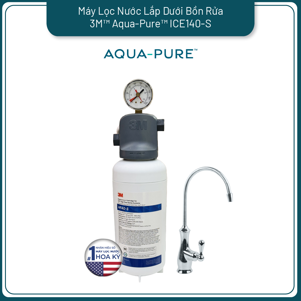 Máy Lọc Nước Lắp Dưới Bồn Rửa 3M ICE140-S Kèm Vòi 3M