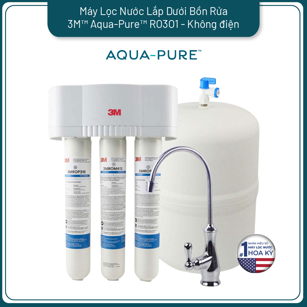 Máy Lọc Nước Lắp Dưới Bồn Rửa 3M Aqua-Pure RO301 - Công Nghệ RO Không Dùng Điện